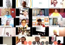 JP Nadda-BL Santosh holds Video chart with Baijayant Panda-Suresh Pujari on Lockdown Extension