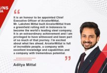 AMNS-India Congratulates Aditya Mittal on his Appointment as CEO of ArcelorMittal