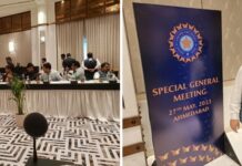 OCA Vice President Mr Pankaj Lochan Mohanty attends BCCI’s Special General Meeting in Ahmedabad