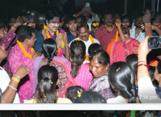 Minister Gokulanand Malik campaigning for BJP in Nuapada