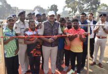 A cricket tournament organized by the Cuttack Commissionerate Police as part of the Bastiku Chal campaign at the Vasundhara Sports Ground in Bidanasi
