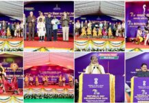 Odisha captivated the audience with an Odissi-based presentation of Lord Vishnu’s Dashavatara, complemented by colourful folk dances and culminating in a stirring rendition of “Vande Mataram”