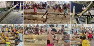 *Rathakhala: Chariot making work Day 31-work of the three-way two-way Gargara is in the final stage, the Maharana Sevaks have continued the work of constructing the three-way Nahaka, Vu Nahaka, Badra Uchula and San Uchula Akhar