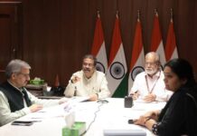 Dharmendra Pradhan along with Dr. K. Radhakrishnan, former Chairman ISRO review preparedness for NEET-UG 2026 Re-Examination 