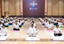 International Yoga Day celebrated at Lok Bhavan-Governor and first lady of the state practiced yoga