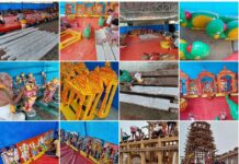 Rathakhala: Chariot making work Day 59-After supplying three chariots of potal thorn, the Ojha Kamar Sevaks at the temporary blacksmith shop in Dolavedi have continued to make three chariots of potal thorn, thorn for the door frame, and L-clamp and U-clamp