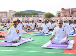 Ashwini Vaishnaw and Union Minister of State Shri Arjun Ram Meghwal Participate in Mass Yoga Session at Karni Stadium, Bikaner, Promoting Healthy Living