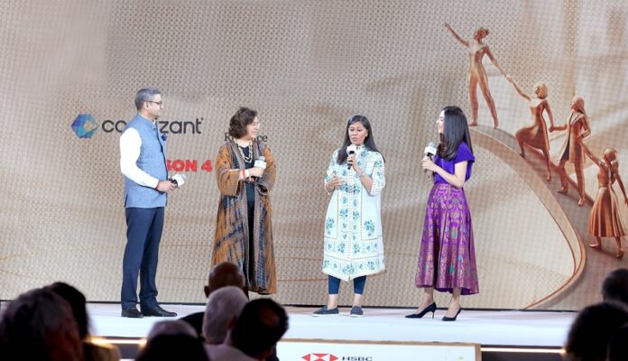 (L to R) Mr. Subhrakant Panda, IMFA Managing Director_ Ms. Shaifalika Panda, BIPF Founder and CEO_ Ms. Ajaita Shah, Frontier Markets Founder and CEO_ and Ms. Shereen Bhan, CNBC-TV18 Managing Edit