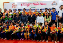National Junior, Junior and Cadet Karate Championship held in Dehradun-Odisha State Karate-Do Association felicitated the 42 medal-winning competitors and the coaches and team managers who travelled with the team
