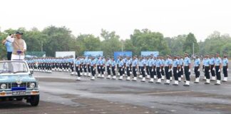 Raksha Mantri reviews Combined Graduation Parade of 217 Course at Air Force Academy, Dundigal, 231 Flight Cadets, including first batch of women NDA entrants, commissioned as officers in Indian Air Force
