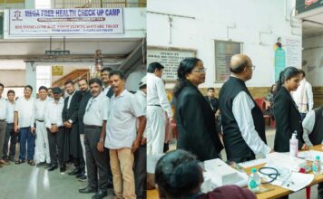 Institute of Medical Sciences and SUM Hospital-1, faculty of medical sciences of SOA Deemed to be University conducted a free mega health camp for lawyers in the premises of the Bhubaneswar Court