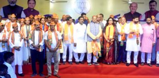 Former Bhadrak MP Manjulata Mandal, Ex -MLA Dhamnagar, Muktikant Mandal, Ex- BJD state secretary, Shashi Kumar Sahu join BJP