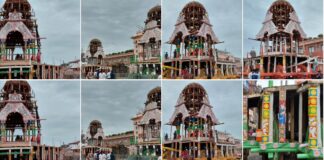 Rathakhala: Chariot making work day-77-with the help of Maharana Sevak and Bhoi Sevak, a total of 32 Kanya Patkas have been attached to the three chariots, 12 Kanya Patkas have been attached to the four sides of Mahaprabhu’s TalaDhwaj Rath and Mahaprabhu’s NandiGhosh Rath, and 8 Kanya Patkas attached to the Darpadalan Rath of Goddess Subhadra