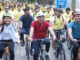 Dr. Mansukh Mandaviya leads 88th Edition of Fit India Sundays on Cycle at BRICS Run and Ride 2026 in New Delhi, India cricket team head coach Gautam Gambhir, Sangram Singh and Madhurima Tuli join 5,000 strong crowd at JLN stadium