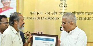 Union Environment Minister hands over India’s first PRAMAAN certificates under the Indian Forest and Wood Certification Scheme to a Bamboo Farmer from Odisha