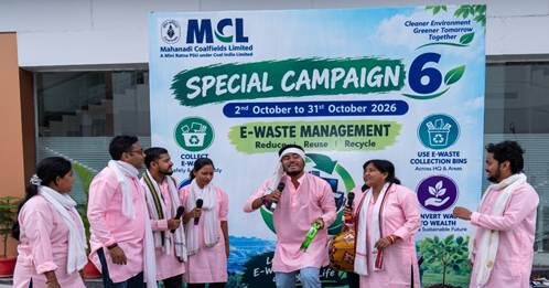 Mahanadi Coalfields Ltd organised a nukkad natak (street play) at its headquarters under Special Campaign 6 to spread awareness about e-waste management, responsible disposal of electronic waste and allied environmental issues