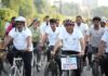 Union Minister of Youth Affairs and Sports Dr. Mansukh Mandaviya led the 94th edition of Fit India Sundays on Cycle in Varanasi, bringing together over 500 cyclists and more than 1,000 participants to champion the message of a drug-free youth and a healthier India