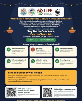 WWF-India’s Programme Centre – Resource Partner (PC-RP), supported by Union Ministry of Environment, Forest and Climate Change, has launched a nationwide Green Diwali Campaign